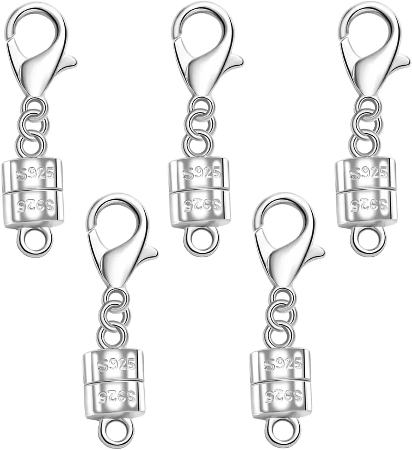 Lobster Clasp Silver - ตัวล็อคสร้อยคอแบบแม่เหล็ก ทำจากเงินแท้ 925 พร้อมตัวล็อคแบบก้ามปู ตัวล็อคและอุปกรณ์เสริมสำหรับสร้อยคอแบบแม่เหล็ก ใช้สำหรับสร้อยข้อมือและสร้อยคอแบบปรับความยาวได้