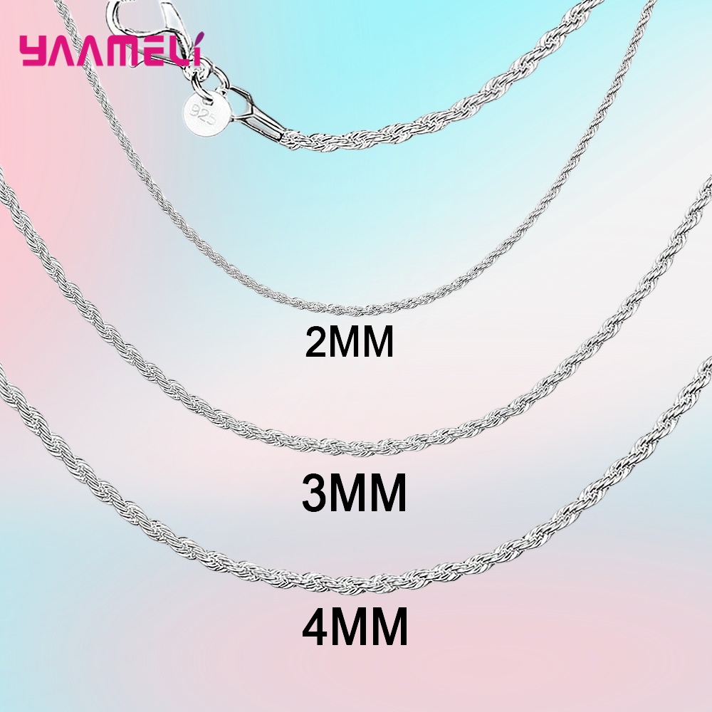 Lobster Clasp Silver - สร้อยคอเงินสเตอร์ลิงแท้925แท้สำหรับผู้ชายผู้หญิงสายสร้อยบิดพร้อมตะขอก้ามปูขนาด2มม. 3มม. 4มม.
