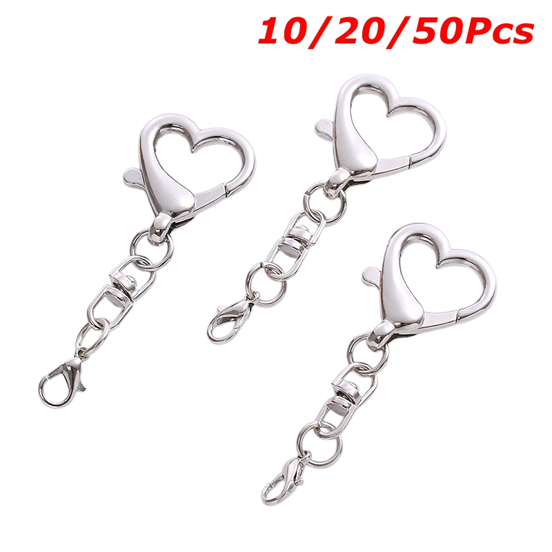Lobster Clasp Silver - 10/20/50 ชิ้น ตัวล็อครูปหัวใจโลหะผสมแบบพิเศษ พวงกุญแจ อุปกรณ์ตกแต่งเครื่องประดับ DIY