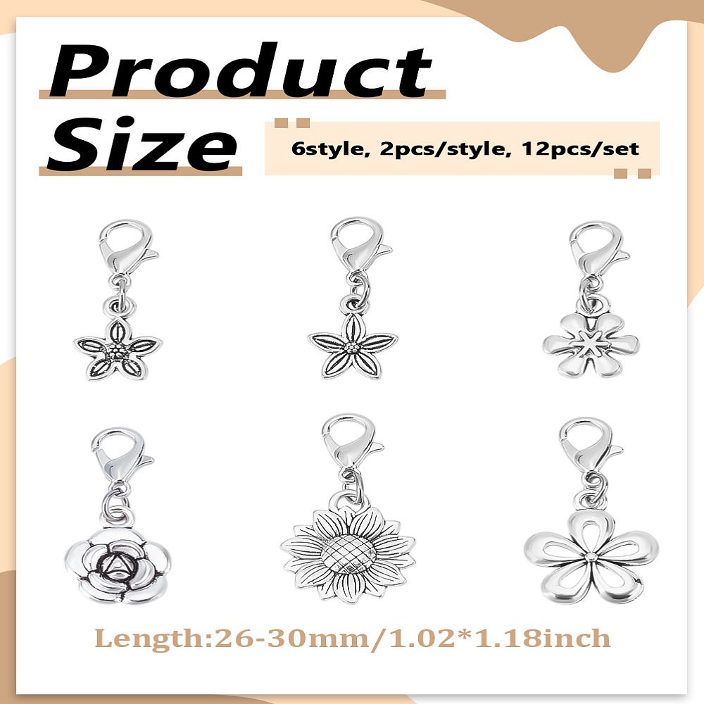12 ชิ้น 6 แบบ จี้โลหะผสมพร้อมต - Lobster Clasp Silver บทวิจารณ์และราคา